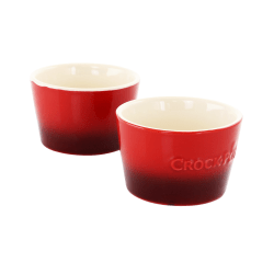 Crock-Pot Artisan 2-Piece Stoneware Ramekin Set, 8 Oz, Red