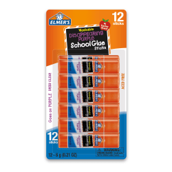 Elmer's® Disappearing Glue Sticks, 0.21 Oz, Purple, Pack Of 12