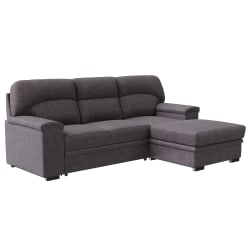 Lifestyle Solutions Serta Tennyson Convertible Sectional Sofa, 40-1/5"H x 99-4/5"W x 67-3/4"D, Ash Gray