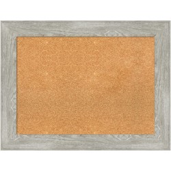 Amanti Art Rectangular Non-Magnetic Cork Bulletin Board, Natural, 34" x 26", Dove Graywash Plastic Frame