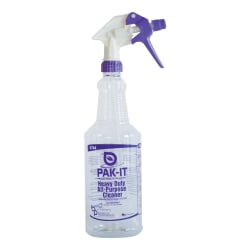 PAK-IT Commercial Trigger Spray Bottle, HDPE, Heavy Duty All-Purpose Cleaner, 32oz, Purple & White