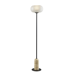 Adesso Byron Floor Lamp, Black/White Glosted Glass Shade