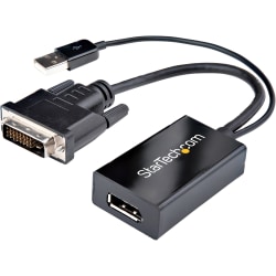 StarTech.com DVI to DisplayPort Adapter with USB Power - DVI-D to DP Video Adapter - DVI to DisplayPort Converter - DVI2DP2