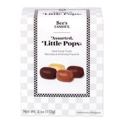 See's Candies Assorted Little Pops, 4 Oz, Pack Of 30 Pops