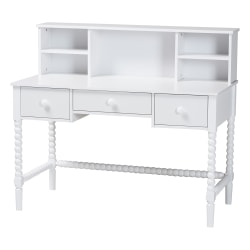 Baxton Studio 48"W Archwood Writing Desk With Hutch, White, Total Qty 1