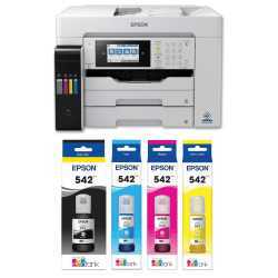 Epson WorkForce ST-C8090 Supertank Color Inkjet MFP Printer Bundle With 4-Ink Set