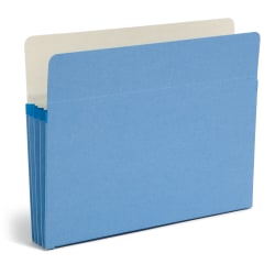 Smead® File Pocket Expanding Color Pockets, 3 1/2" Expansion, Letter Size, Blue