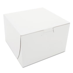 SCT® 1-Piece Non-Window Bakery Boxes, 4"H x 6"W x 6"D, White, Bundle Of 250 Boxes