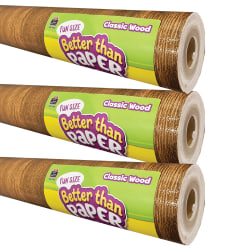Teacher Created Resources Fun-Size Better Than Paper Bulletin Board Rolls, 18" x 12', Classic Wood, Pack Of 3 Rolls