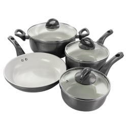 Gibson Home Hestonville 7-Piece Aluminum Non-Stick Cookware Set, Gray