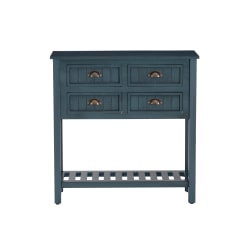 Linon Blaney Wood Beadboard Console Table, 32-1/2"H x 31-3/4"W x 13-7/8"D, Antique Navy