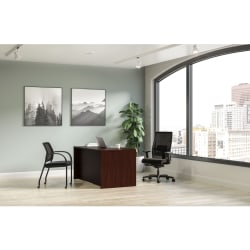 HON® Mod 60"W Computer Desk With 3-Drawer Pedestal, Traditional Mahogany