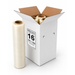 Hand Stretch Film Rolls, 69 Gauge, 16" x 1500', Clear, Total Qty 144