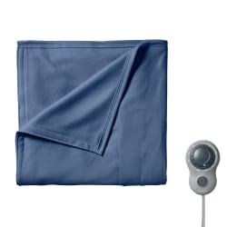 Sunbeam Twin-Size Electric Fleece Heated Blanket, 62" x 84", Blue