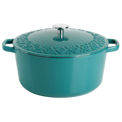 Spice by Tia Mowry Savory Saffron Enameled Cast Iron Dutch Oven With Lid, 3.9 Qt, Teal
