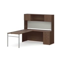 HON® Mod 60"W Executive Computer Desk Workstation With Storage, Sepia Walnut/Cool Neutral/Silver