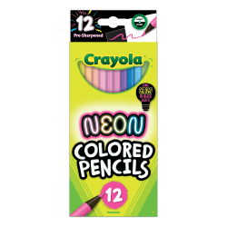 Crayola Neon Colored Pencils Set (12ct), Glow in the Dark Colored Pencils for Kids, Presharpened, Gift for Kids, Ages 3+