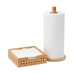 Mind Reader Lattice Collection Paper Towel Holder And Napkin Holder Set, Brown