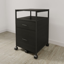 Realspace® Rezio 16"D Mobile 2-Drawer Storage Cabinet, Black, BIFMA Compliant