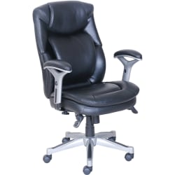 Lorell® Wellness by Design® Ergonomic Bonded Leather Executive Chair, With Flexible Kinetic Lumbar, Black