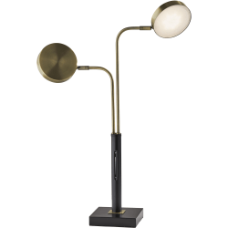 Adesso® Rowan LED 2-Arm Desk Lamp, 25-1/4"H, Antique Brass Shade/Black Base