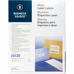 Business Source Bright White Premium-quality Address Labels - 3 1/2"x 5" - Permanent Adhesive - Rectangle - 26120
