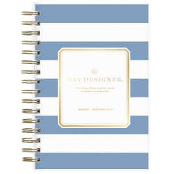 Day Designer Daily/Monthly Planner, 5" x 8", Rugby Stripe, January To December 2022, 132438