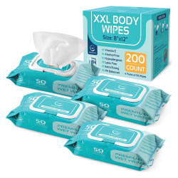 AllSett Health® Disposable Body Wipes for Adults, Fresh Scent, 8" x 12", White, Pack Of 200 Wipes