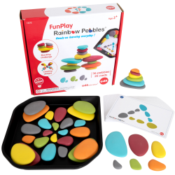 Edx Education Rainbow Pebbles FunPlay 62-Piece Activity Set, Assorted Colors