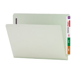 Smead® Pressboard End-Tab Folders With SafeSHIELD Fastener, Straight Cut, 1" Expansion, Letter Size, Gray/Green, Pack Of 25
