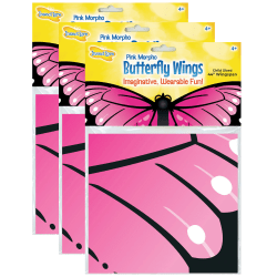 Insect Lore Dress-Up Butterfly Wings Morpho, Pink, Pack Of 3