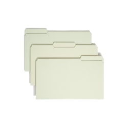 Smead® Pressboard Top-Tab Folders, 1/3 Cut, 14 3/4" x 9 1/2", Gray/Green, Pack Of 25