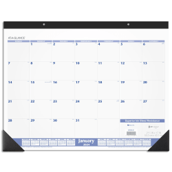 2024 AT-A-GLANCE® Monthly Desk Pad Calendar, 21-3/4" x 17", Blue/Gray, January To December 2024, SW20000