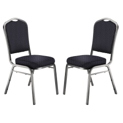National Public Seating 9300 Series Deluxe Upholstered Banquet Chairs, Diamond Navy/Silvervein, Pack Of 2 Chairs