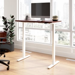 Bush Business Furniture Move 60 Series 48"W x 24"D Electric Height Adjustable Standing Desk, Hansen Cherry/White Powder Coat, Standard Delivery