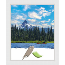 Amanti Art Rectangular Wood Picture Frame, 26" x 32", Matted For 22" x 28", Blanco White