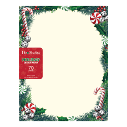 Geo Studios Holiday-Themed Letterhead Papers, Letter Size, Bells & Ivy, Pack Of 70 Sheets