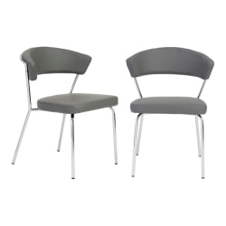 Eurostyle Draco Dining Chairs, Gray/Chrome, Set Of 2 Chairs