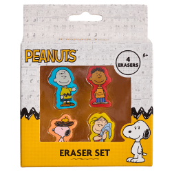 Peanuts Licensed Eraser Set, 1-1/4" x 1-1/4", Set of 4 Erasers