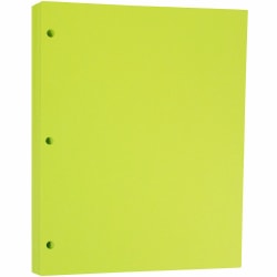 JAM Paper 3-Hole Punched Paper, 8-1/2" x 11", 24 Lb, Ultra Lime Green, Pack Of 100 Sheets