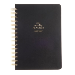 Russell & Hazel A5 Weekly/Monthly Planner, 5-7/8" x 8-1/4", Black