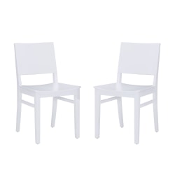 Linon Doncaster Wood Side Accent Chairs, White, Set Of 2 Chairs