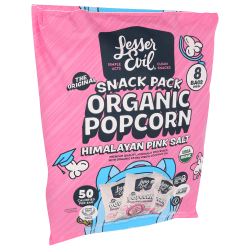 LesserEvil Organic Popcorn, Himalayan Pink Salt Snack Pack, 0.46 Oz, Total Qty 96