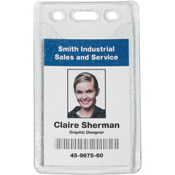 Partners Brand Prepunched Badge Holders, 2" x 3", Clear, Pack Of 100