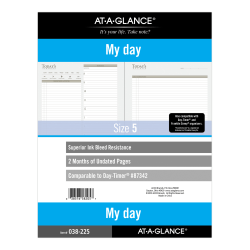 AT-A-GLANCE® 2-Month Daily Planner Calendar Refill, 8-1/2" x 11", White, 038-2