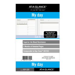 AT-A-GLANCE® 2-Month Daily Planner Calendar Refill, 8-1/2" x 5-1/2", White, Undated, 031-2