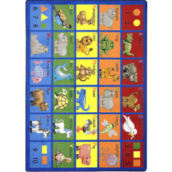 Joy Carpets® Kids' Essentials Rectangle Area Rug, Animal Phonics™, 5-1/3' x 7-33/50', Multicolor