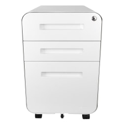 Bindertek Glide 20"D Vertical 3-Drawer File Cabinet, Metal, White