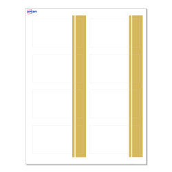Avery® Print-To-The-Edge Cards With Sure Feed® Technology, S00-D23-PRMWC10, Rectangle, 2" x 3-1/2", Matte White, Preprinted Double Dipped Gold Edge Design, Pack Of 80