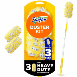 Swiffer Unscented Duster Kit - Fiber Bristle - 36" Handle Length - Yellow - 3 / Pack